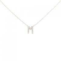 K18PG イニシャルM ダイヤモンド ネックレス 0.05CT