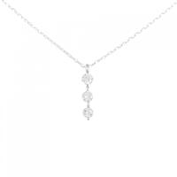 K18WG スリーストーン ダイヤモンド ネックレス 0.5CT