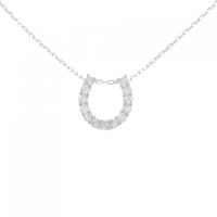 K18WG ホースシュー ダイヤモンド ネックレス 0.5CT