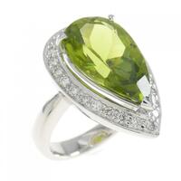 K18WG ペリドット リング 5.88CT