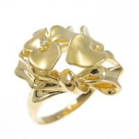 K18YG フラワー ダイヤモンド リング 0.01CT
