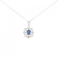 K18WG フラワー サファイヤ ネックレス 0.41CT