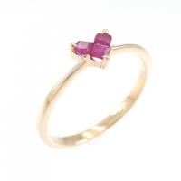 K10PG ハート ルビー リング 0.15CT