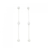 K18WG スリーストーン ダイヤモンド ピアス 0.30CT