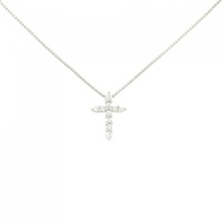 K18WG クロス ダイヤモンド ネックレス 0.14CT