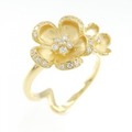 K18YG フラワー ダイヤモンド リング 0.16CT