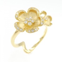 K18YG フラワー ダイヤモンド リング 0.16CT