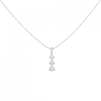 K18WG スリーストーン ダイヤモンド ネックレス 0.42CT