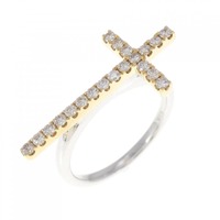 K18WG/K18YG クロス ダイヤモンド リング 0.27CT