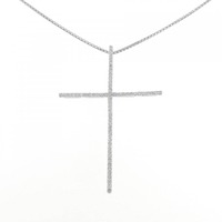 K18WG/PT クロス ダイヤモンド ネックレス 1.00CT