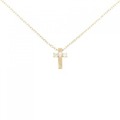K18PG クロス ダイヤモンド ネックレス 0.04CT
