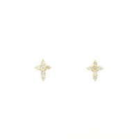 K18YG クロス ダイヤモンド ピアス 0.10CT