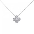 K18WG フラワー ダイヤモンド ネックレス 0.25CT