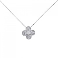 K18WG フラワー ダイヤモンド ネックレス 0.25CT