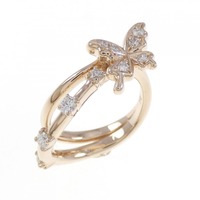 K18PG バタフライ ダイヤモンド リング