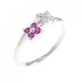 PT フラワー ルビー リング 0.10CT