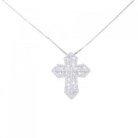K18WG クロス ダイヤモンド ネックレス 0.70CT