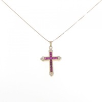 K18YG クロス ルビー ネックレス 1.03CT