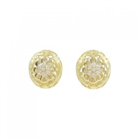 K18YG フラワー ダイヤモンド イヤリング