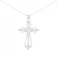 K18WG クロス ダイヤモンド ネックレス 0.25CT