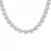 K18WG フラワー ダイヤモンド ネックレス 10.00CT