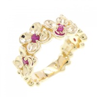 K18YG フラワー ルビー リング 0.22CT