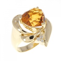 K18YG ハート シトリン リング