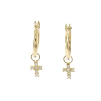 K18YG 2WAY クロス ダイヤモンド ピアス 0.12CT