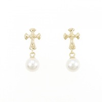 K18YG クロス アコヤパール ピアス 4.9mm