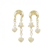 750YG/K18YG ハート×スター ダイヤモンド ピアス