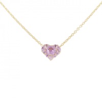 K18PG ハート サファイヤ ネックレス 0.32CT 拡散処理未検査