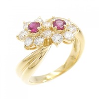 K18YG フラワー ルビー リング 0.24CT