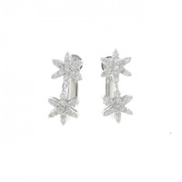K18WG/K14WG フラワー ダイヤモンド イヤリング 0.26CT