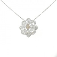 K18WG フラワー ダイヤモンド ネックレス 1.20CT