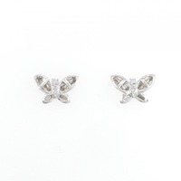 K18WG バタフライ ダイヤモンド ピアス