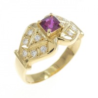 K18YG サファイヤ リング 0.43CT 拡散処理未検査