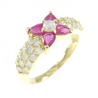 K18YG フラワー ルビー リング 0.70CT
