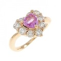 K18PG ハート サファイヤ リング 0.13CT 拡散処理未検査