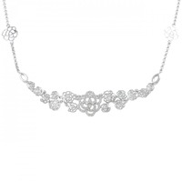 K18WG フラワー ダイヤモンド ネックレス 0.63CT