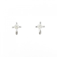 K18WG クロス ダイヤモンド ピアス 0.20CT