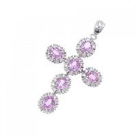 K18WG クロス サファイヤ ペンダント 1.366CT 拡散処理未検査