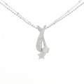K18WG フラワー ダイヤモンド ネックレス 0.179CT