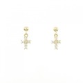 K18YG クロス ダイヤモンド ピアス 0.12CT