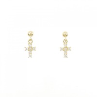 K18YG クロス ダイヤモンド ピアス 0.12CT