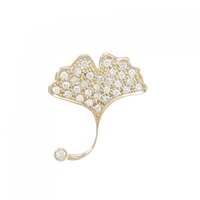 K18YG イチョウ ダイヤモンド ブローチ 0.32CT