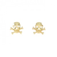 【新品】K18YG スカル ダイヤモンド ピアス 0.06CT