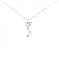 K10WG ハート×キー ダイヤモンド ネックレス 0.02CT