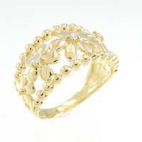 K18YG フラワー ダイヤモンド リング 0.05CT