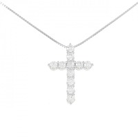 K18WG クロス ダイヤモンド ネックレス 0.50CT