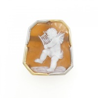 K18YG/PT シェルカメオ ブローチ